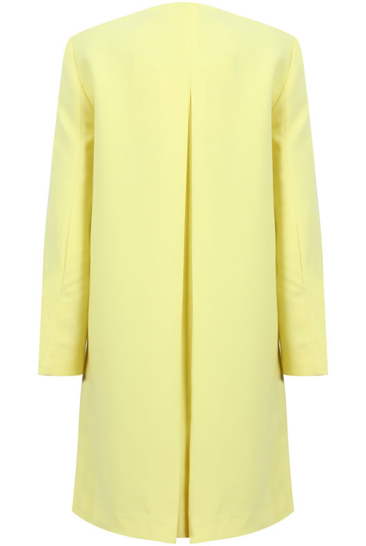 Yellow Pleated Back Box Pattern Long Coat 