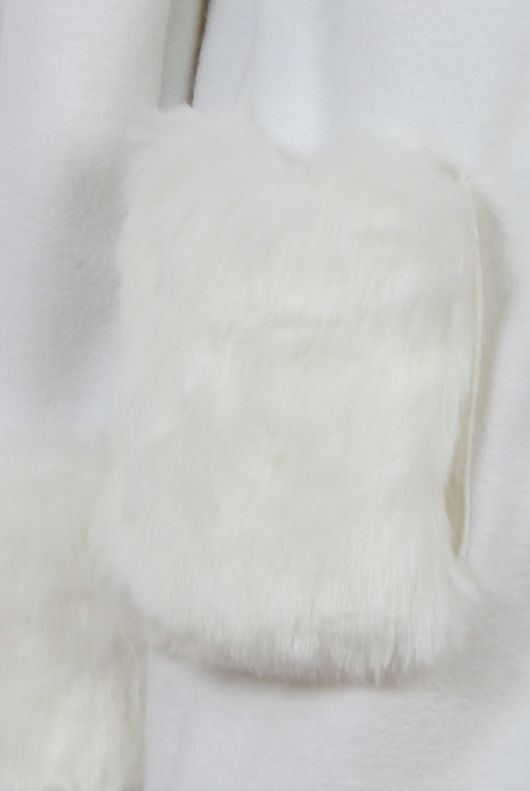 Cream Detachable Fur Detail Over Coat 