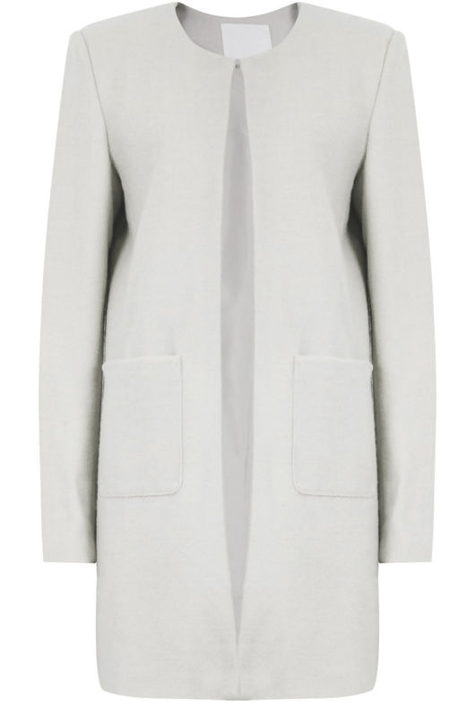 Cream Detachable Fur Detail Over Coat 