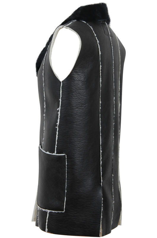 Black Fur Lined PVC Gilet