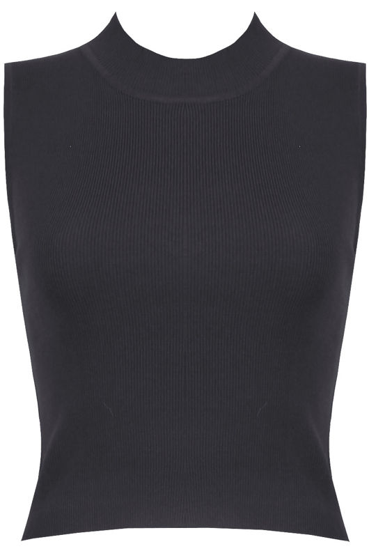 Grey Knitted Turtle Neck Tops