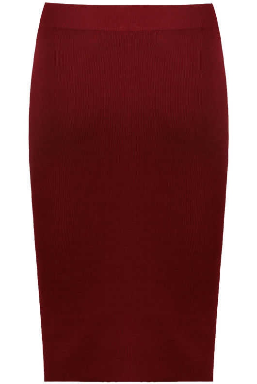Red Knitted Body Fit  Midi Skirt