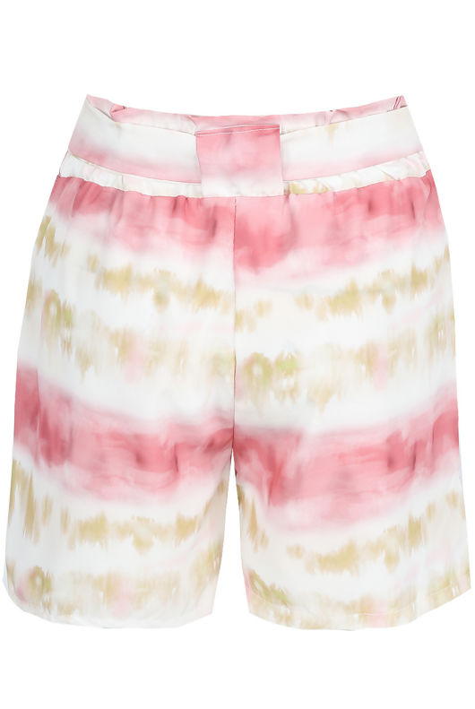 Fuchsia Tie Dye Print Front Knotted Shorts