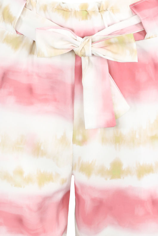 Fuchsia Tie Dye Print Front Knotted Shorts