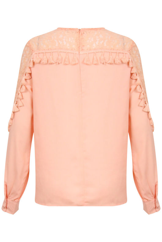 Pink Shoulder Floral Mesh Blouse