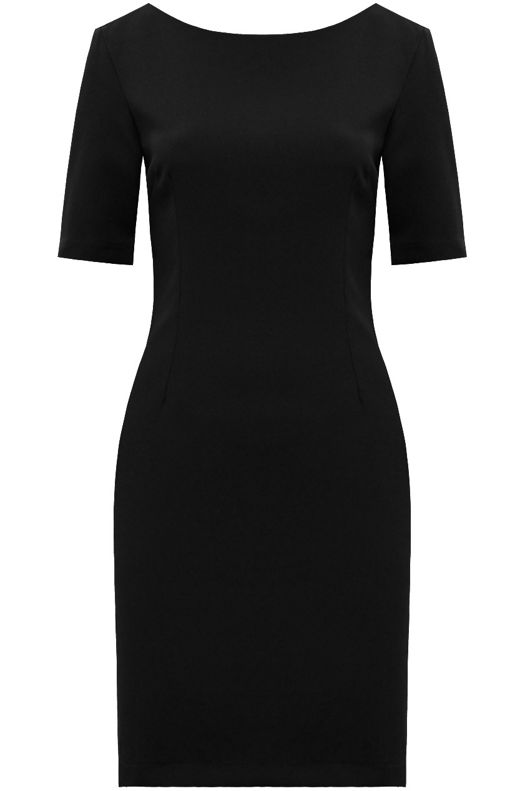 Black Short Sleeved Stretch Fit Shift Dress