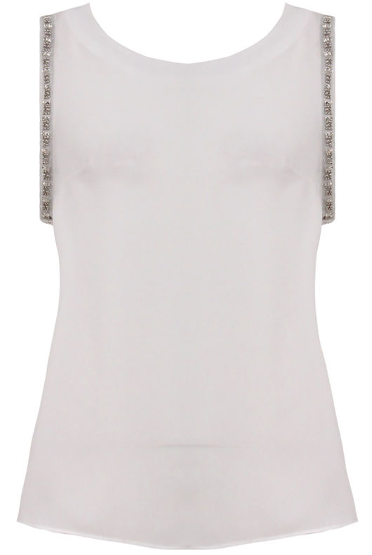 White Embellished Chiffon Vests