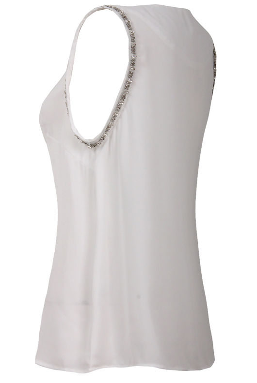 White Embellished Chiffon Vests