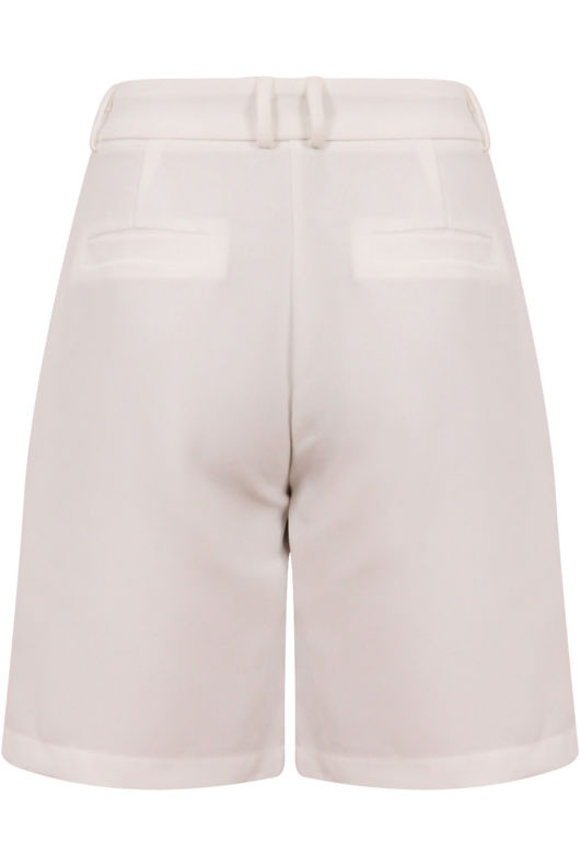 White Tailored Longline Pintuck Front Detail Tailored Shorts