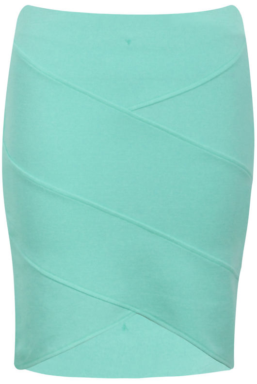 Mint Lined Wrap Short Pencil Skirts