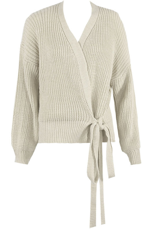 Beige Cable Knit Tie Up Robe Cardigan