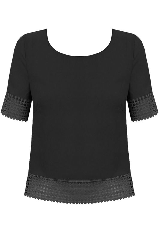 Black Cut Out Open Back Short Sleeve Tops