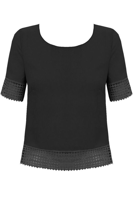 Black Open Back Short Sleeve Top 