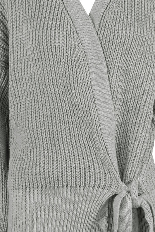 Grey Cable Knit Tie Up Robe Cardigan