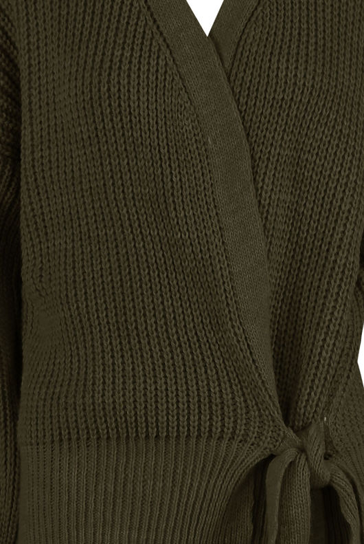 Khaki Cable Knit Tie Up Robe Cardigan