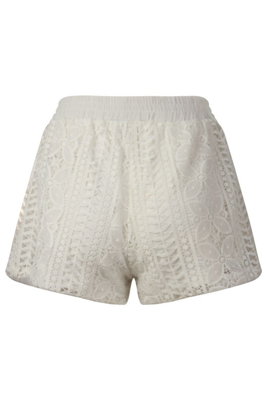 White Crochet Lace Line Shorts
