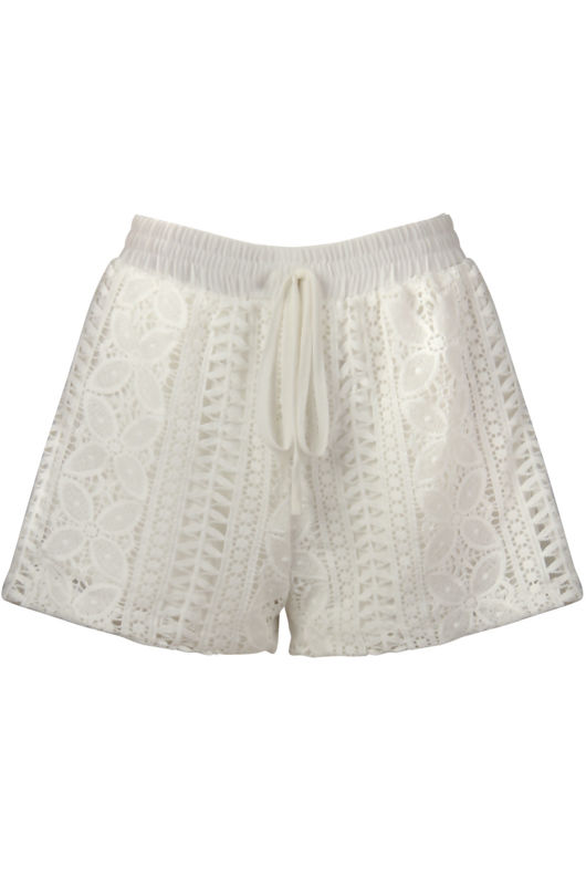 White Crochet Lace Line Shorts