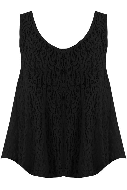 Black Lace Textured Sleeveless Top