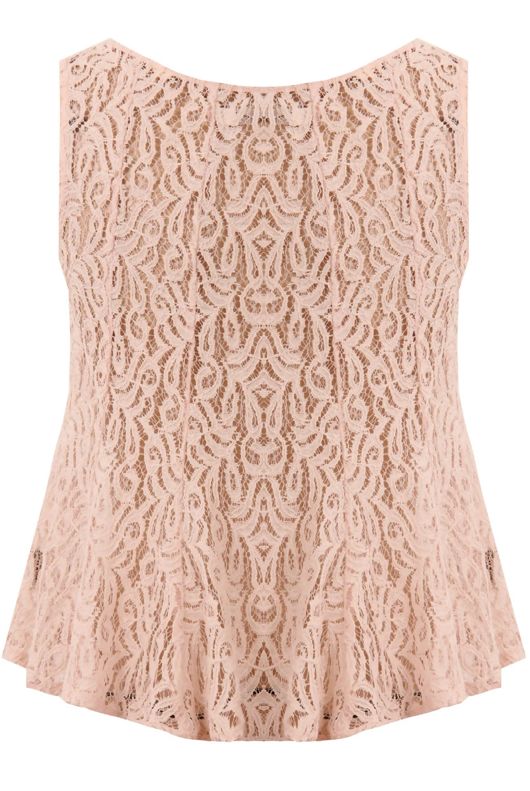 Pink Lace Textured Sleeveless Top