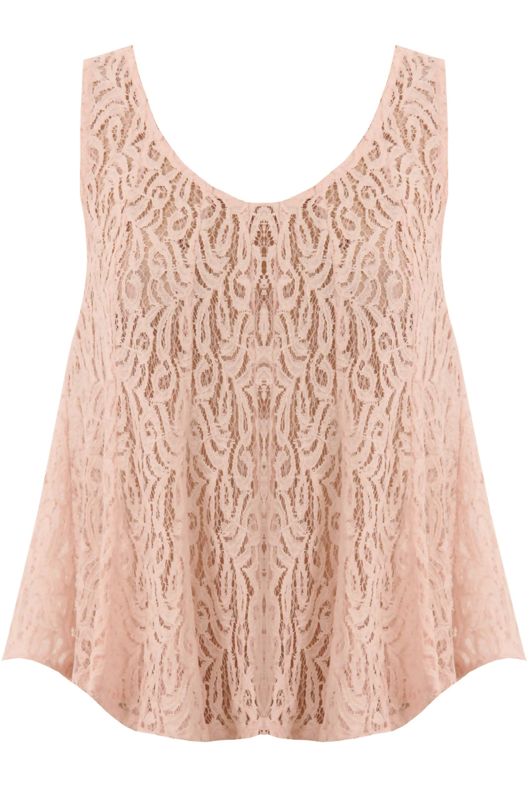 Pink Lace Textured Sleeveless Top