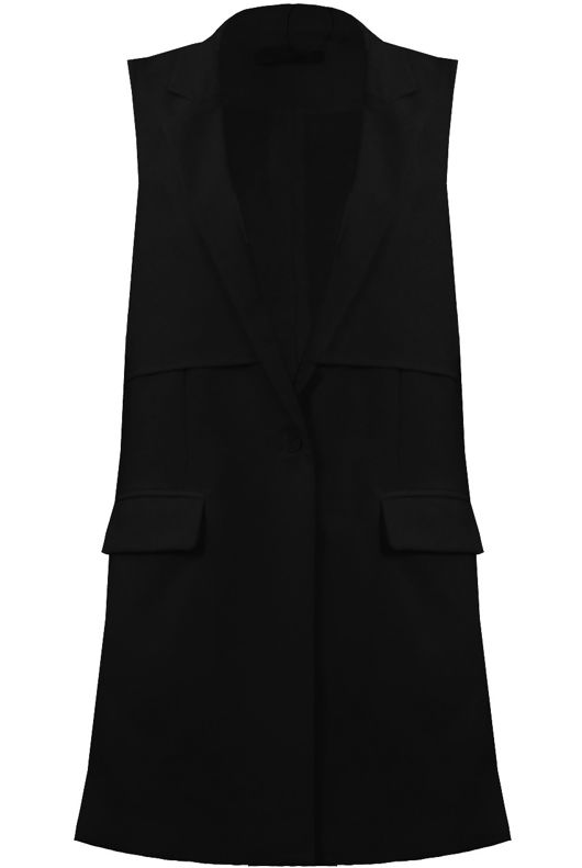 Black Tailored Side Pocketed Waistcoat