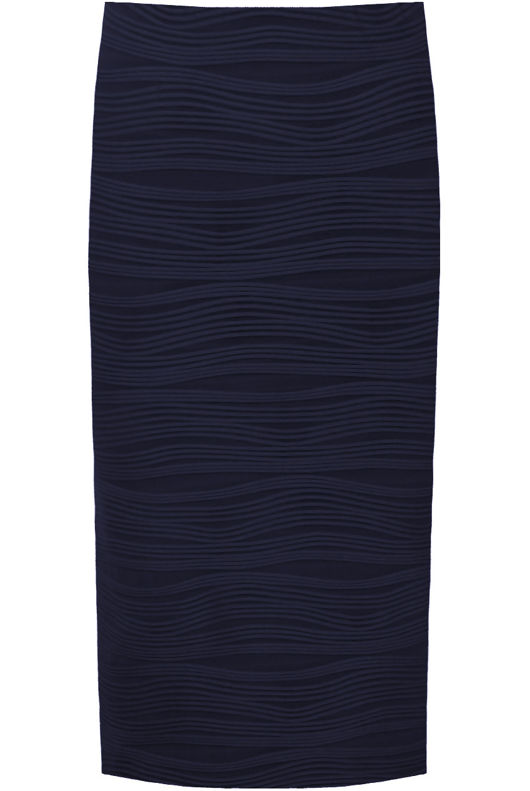 Wavy Rib Midi Skirt In Navy