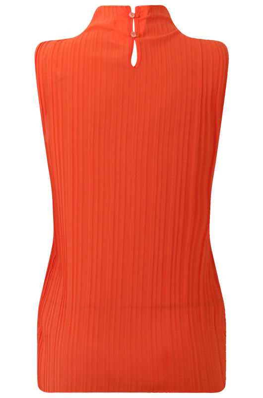 Orange High Neck Frill Tops