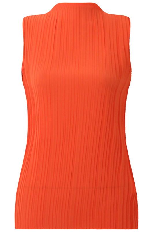 Orange High Neck Frill Tops
