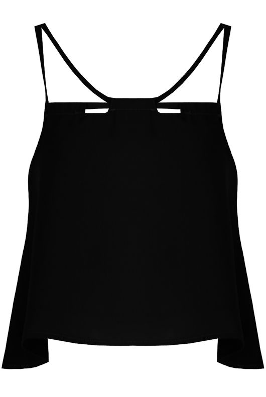 Black Front Cut Out Crop Tops