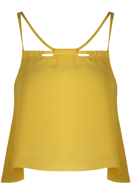 Yellow Front Cut Out Crop Tops