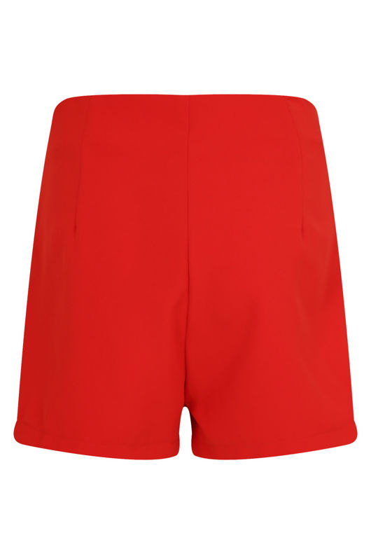 Red Button Trim Zip Up Shorts 