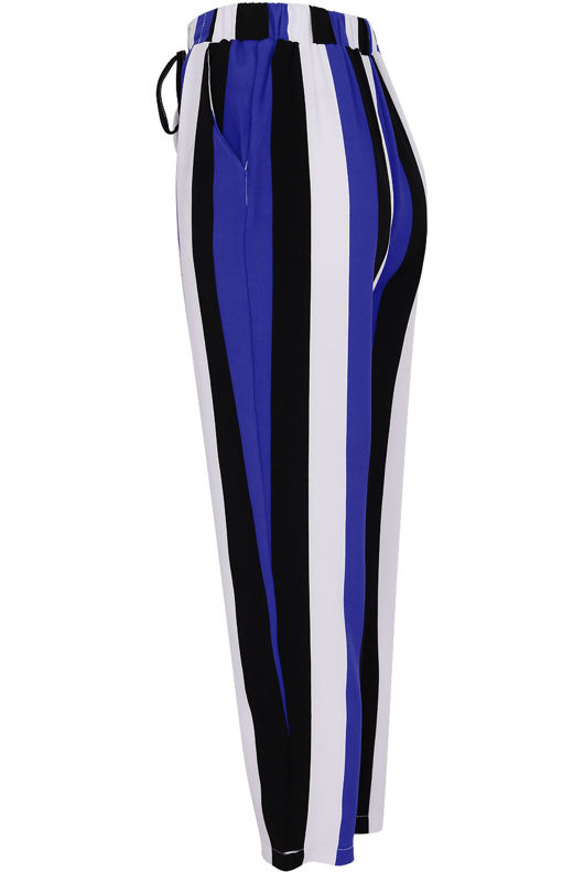 Blue Bold Stripe Cropped Trousers