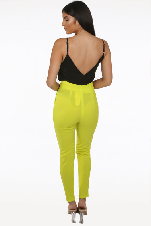 Lime Cross Over High Waisted Trousers