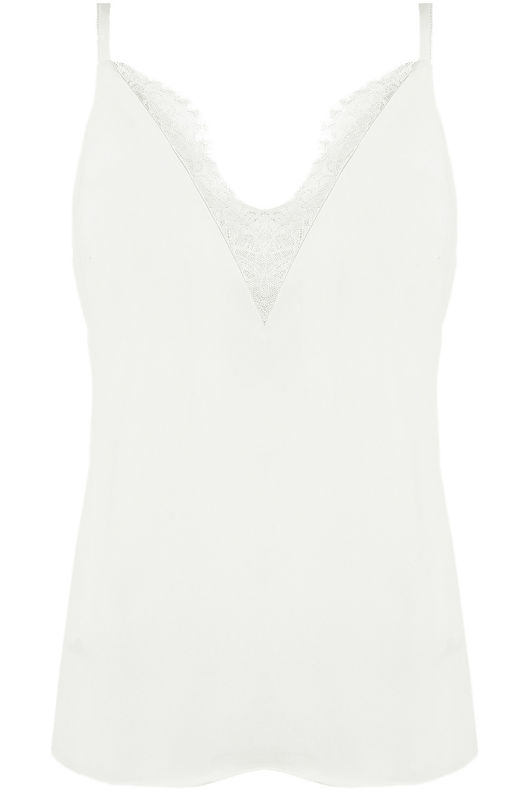 Lace Plunge Neck Deep Back Cami White