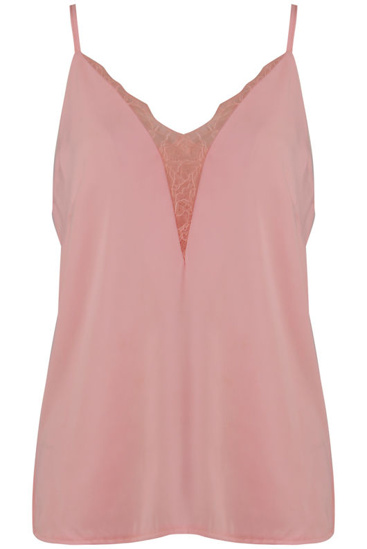 Rose Lace Plunge Neck Deep Back Cami 