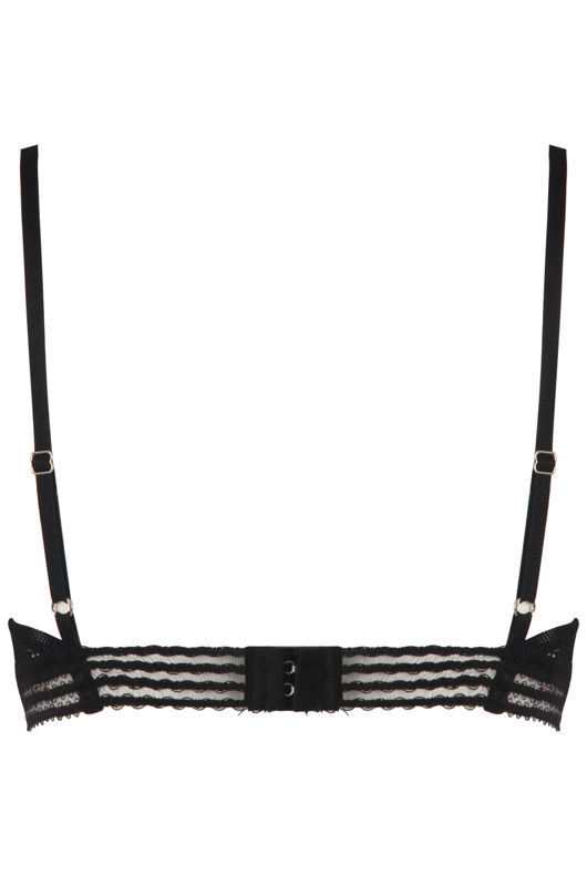 Black Mesh Crossover Lace Border Bralet