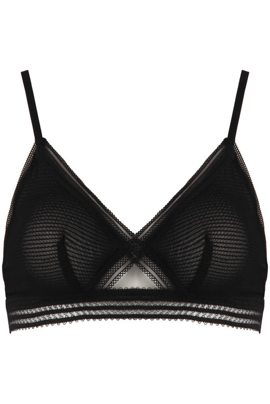 Black Mesh Crossover Lace Border Bralet