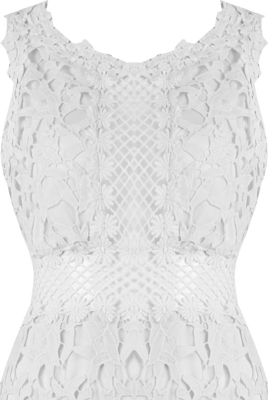 White Floral Crochet Textured Lace Dress