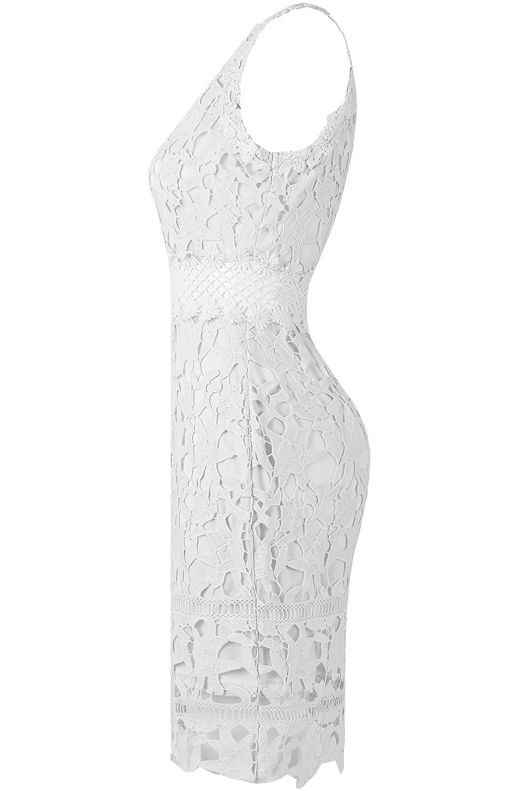 White Floral Crochet Textured Lace Dress