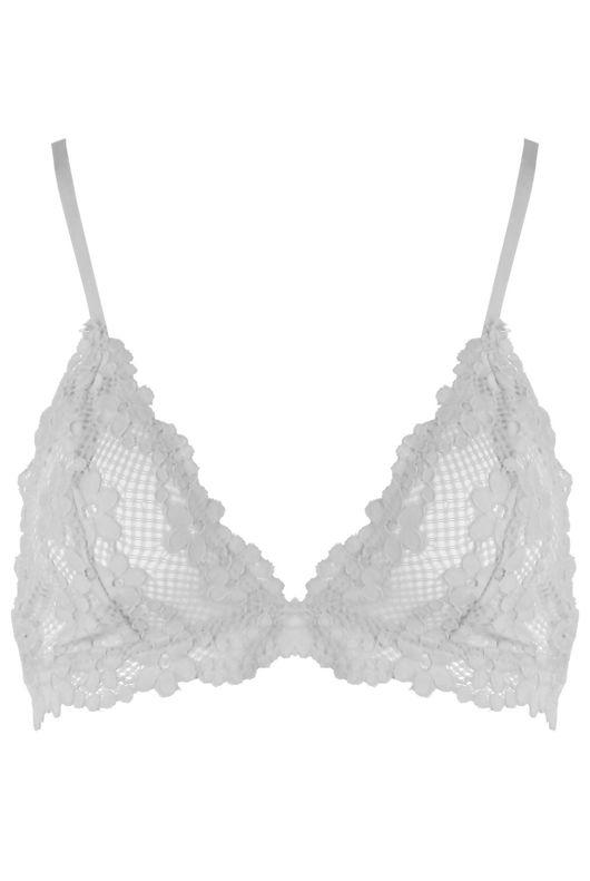 White Crochet Floral Mesh Bralet 