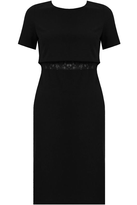 Black Floral Lace Layered Shift Dress