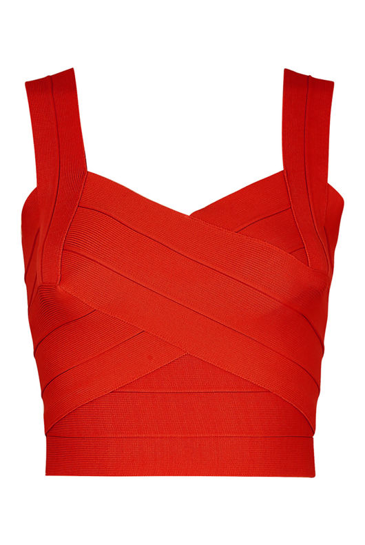 Bandage Cross Front Crop Top In Red