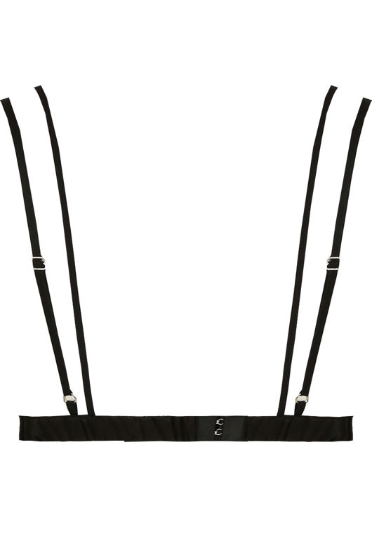 Black Contrast Flower Embroidery  Bralet