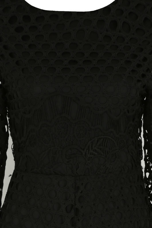 Floral Crochet Lined Playsuit in Black