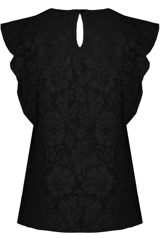 Black Floral Lace Crochet Layered Sleeve Crop Tops
