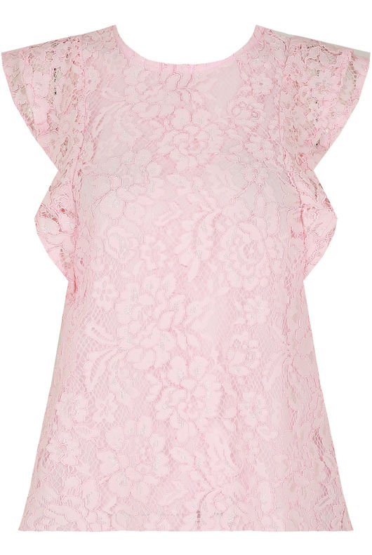 Pink Floral Lace Crochet Layered Sleeve Crop Tops