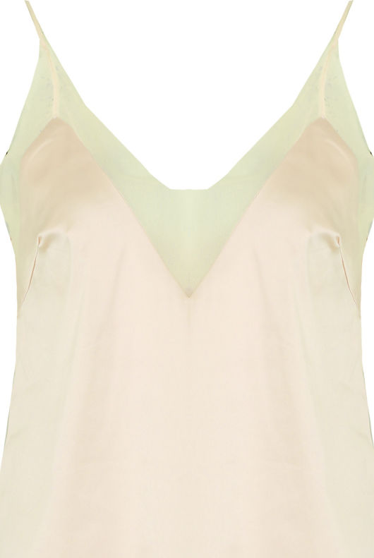 Cream Satin Netted Crop Tops