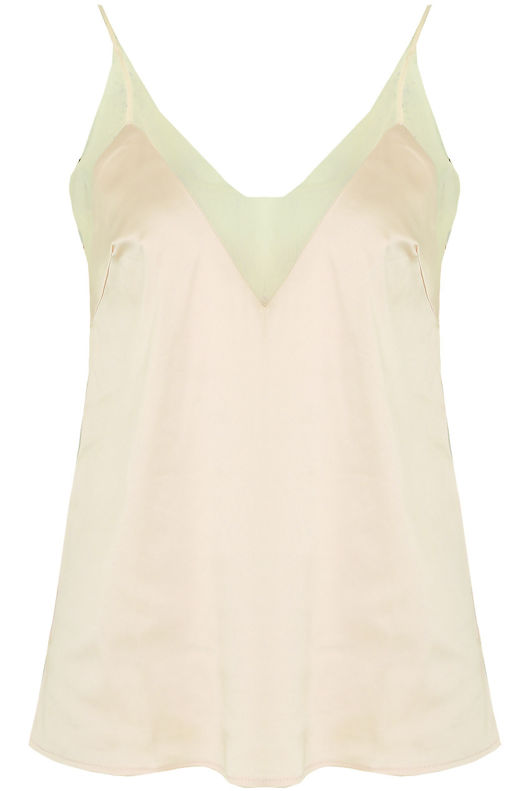 Cream Satin Netted Crop Tops