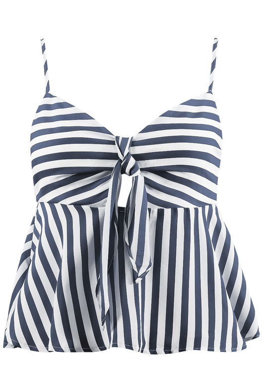 Navy Stripes Wrap Knot Cami
