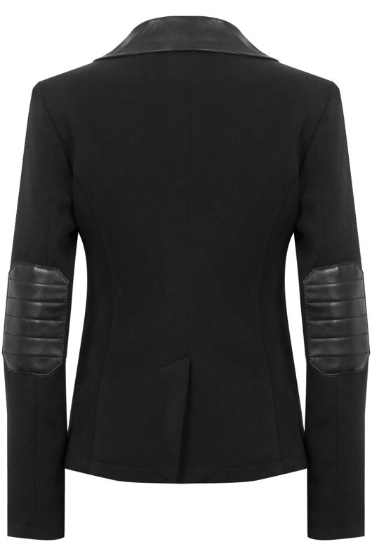 Black PVC Collar Smart Tailored Blazer